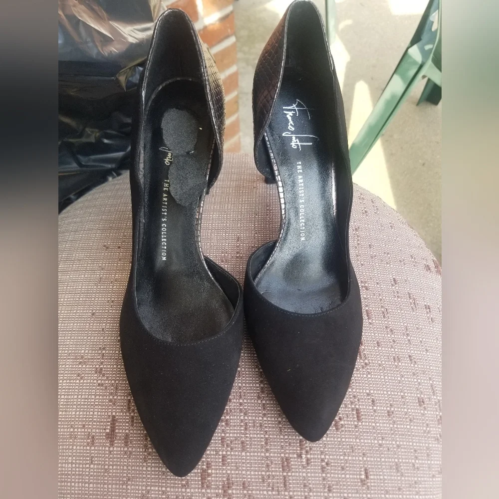 Franco Sarto Women's Black Suede Heels Size 10M - The Artist Collection Shoes